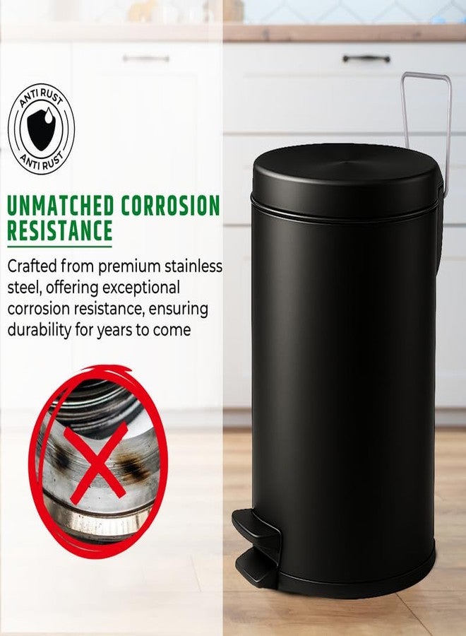 Robustt Dustbin with Pedal - 5L | Black Stainless Steel trash can | 7 Inch (W) x 10 Inch (H) | Small Trash Can for Bathroom, Bedroom, Toilet, and Kitchen � Durable & Corrosion-Resistant - Pack of 1 - Image 4
